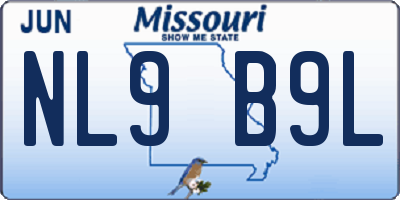 MO license plate NL9B9L