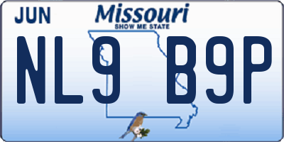 MO license plate NL9B9P