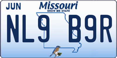MO license plate NL9B9R