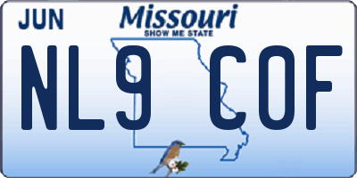 MO license plate NL9C0F