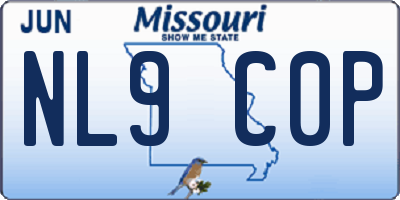 MO license plate NL9C0P