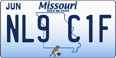 MO license plate NL9C1F
