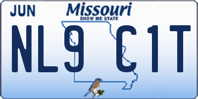 MO license plate NL9C1T