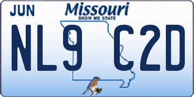 MO license plate NL9C2D