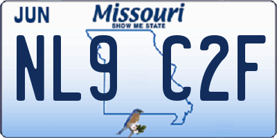 MO license plate NL9C2F