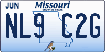 MO license plate NL9C2G