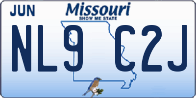 MO license plate NL9C2J