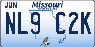 MO license plate NL9C2K