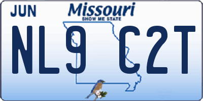 MO license plate NL9C2T