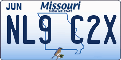 MO license plate NL9C2X