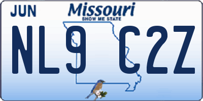 MO license plate NL9C2Z