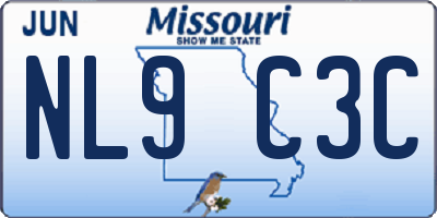 MO license plate NL9C3C