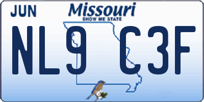 MO license plate NL9C3F