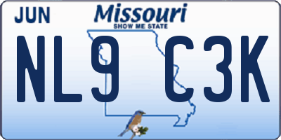 MO license plate NL9C3K