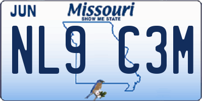 MO license plate NL9C3M