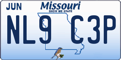 MO license plate NL9C3P