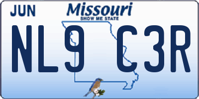 MO license plate NL9C3R
