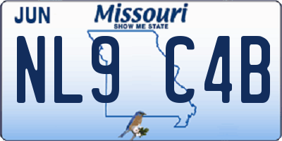 MO license plate NL9C4B