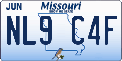 MO license plate NL9C4F