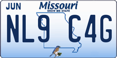 MO license plate NL9C4G