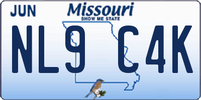 MO license plate NL9C4K