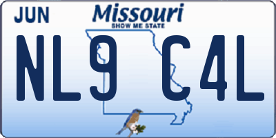 MO license plate NL9C4L