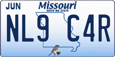 MO license plate NL9C4R