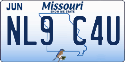 MO license plate NL9C4U