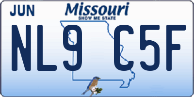 MO license plate NL9C5F