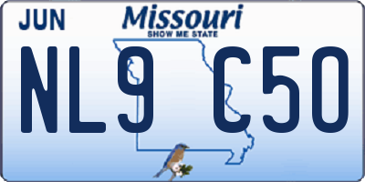 MO license plate NL9C5O