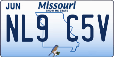 MO license plate NL9C5V