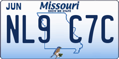 MO license plate NL9C7C