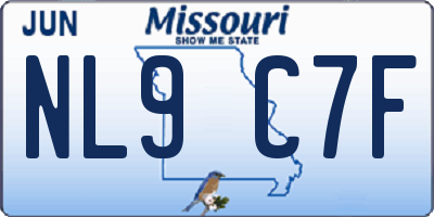 MO license plate NL9C7F