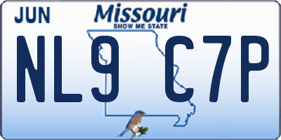 MO license plate NL9C7P