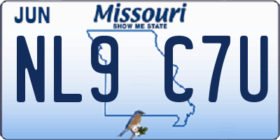 MO license plate NL9C7U