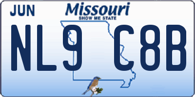 MO license plate NL9C8B