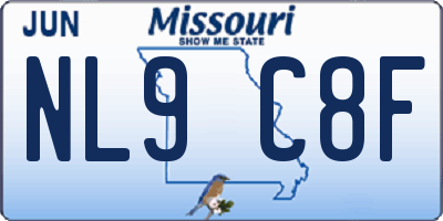 MO license plate NL9C8F