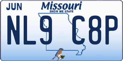 MO license plate NL9C8P