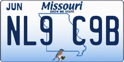 MO license plate NL9C9B