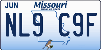 MO license plate NL9C9F