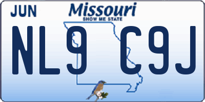 MO license plate NL9C9J