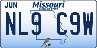 MO license plate NL9C9W