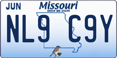 MO license plate NL9C9Y