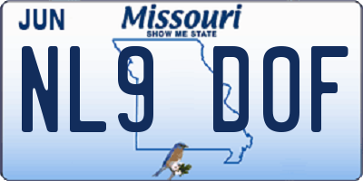 MO license plate NL9D0F
