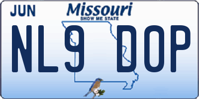 MO license plate NL9D0P