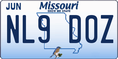 MO license plate NL9D0Z