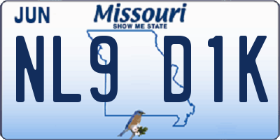 MO license plate NL9D1K