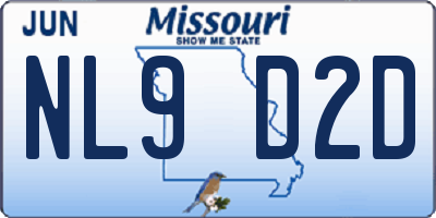 MO license plate NL9D2D