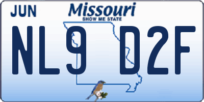 MO license plate NL9D2F