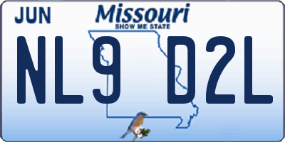 MO license plate NL9D2L